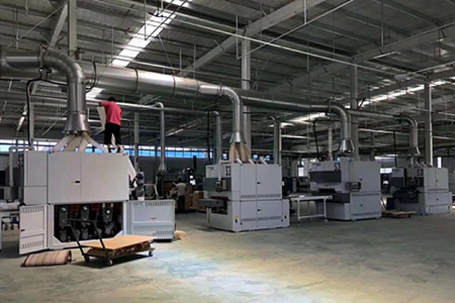 Full production line sanding machine installed