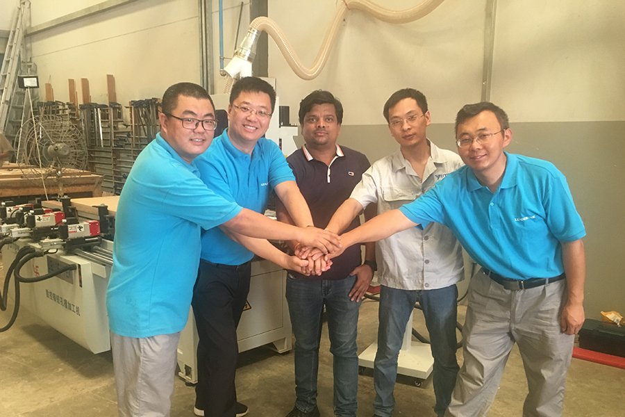 CNC door lock and hinges machine fixed in Al Quoz, Dubai , UAE . Congratulations to our customer Grand wood works company . 